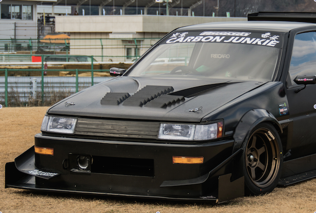 Ae86レビン用 アンダー鈴木 カーボンジャンキーボンネット Carshopglow